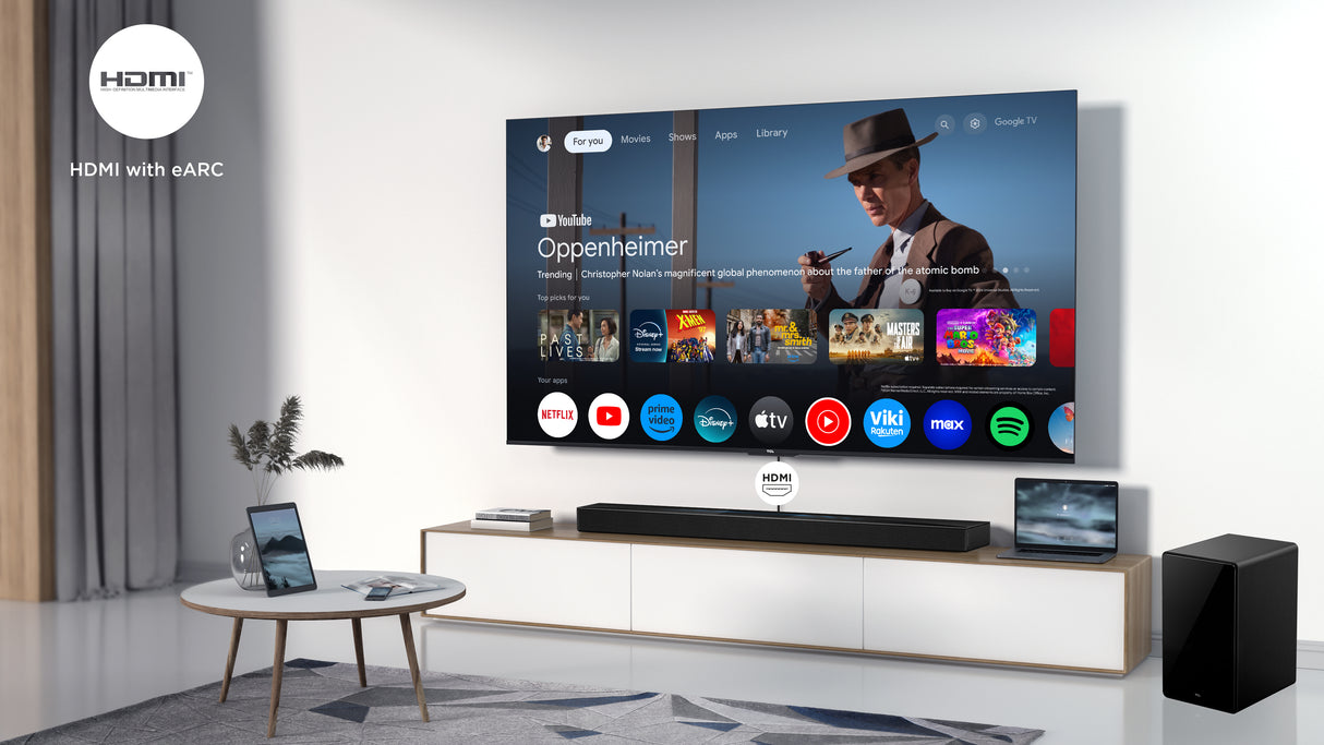 TCL Q Soundbar Q85H 7.1.4 canali, Dolby Atmos con Subwoofer integrato, 1020W