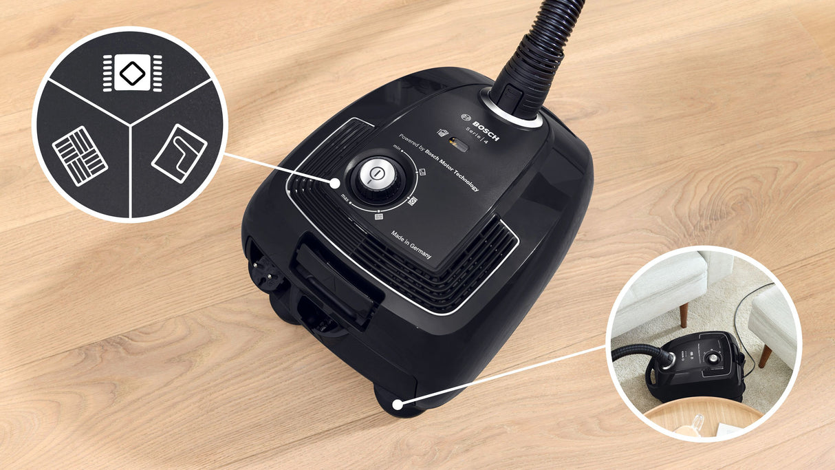 Bosch Serie 4 BGB38BA1 aspirapolvere a traino 4 L A cilindro Secco 600 W Sacchetto per la polvere