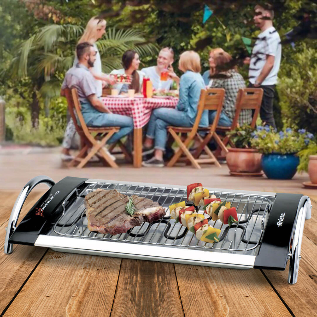 Ariete 732 Churrasco Grill - Doppia griglia con vassoio in alluminio. Potenza 2000w. Regolazione temperatura da 60° a 250°