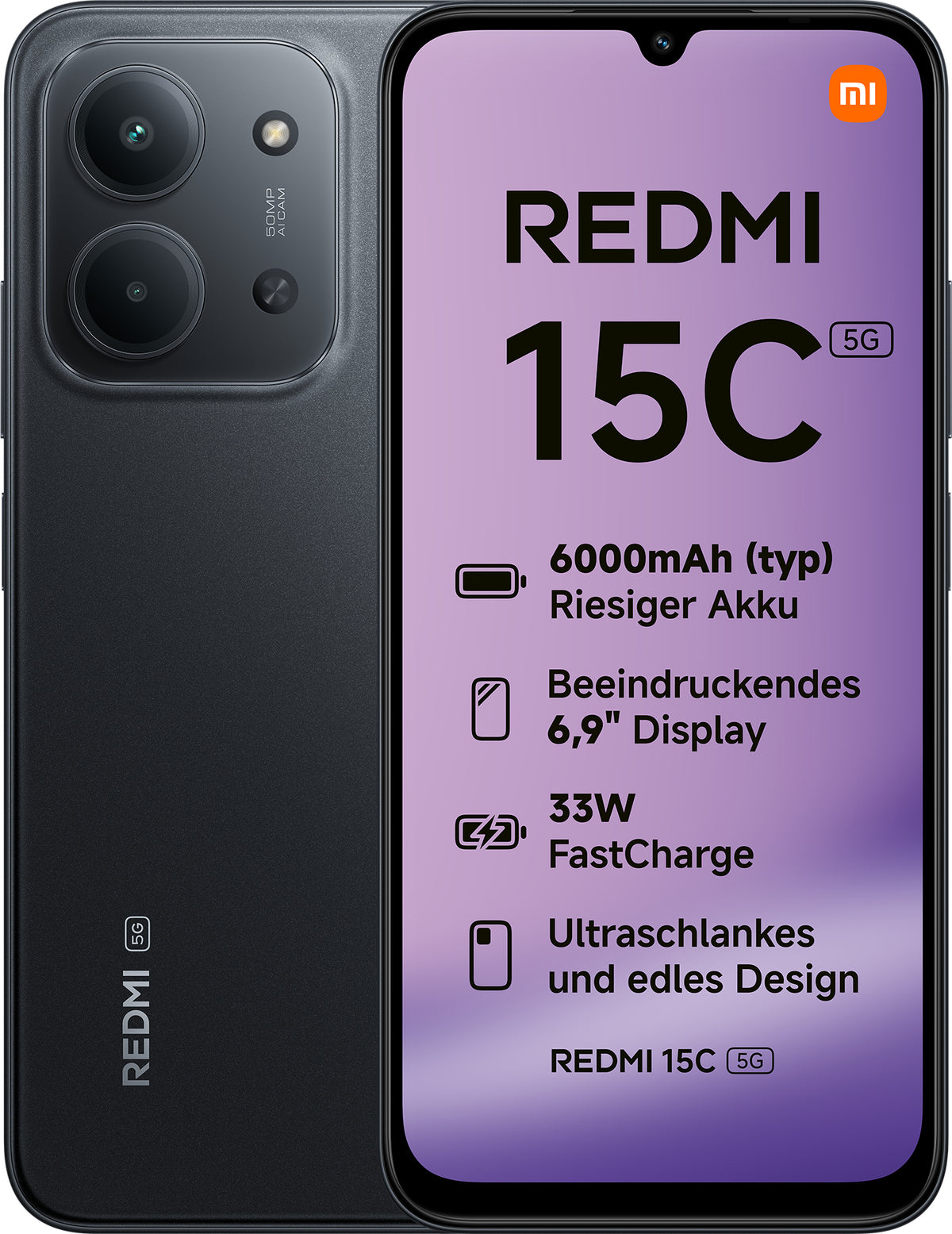 Xiaomi Redmi 15C 17,5 cm (6.9") 5G USB tipo-C 4 GB 128 GB 6000 mAh Nero
