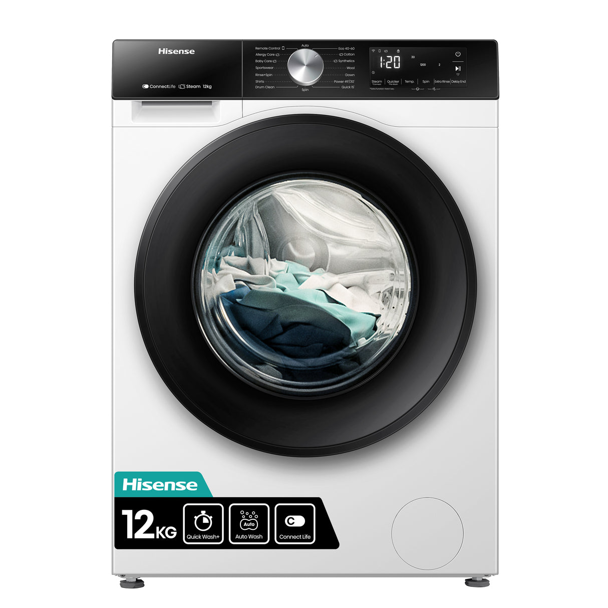 Hisense WF3S1243BW3 lavatrice Caricamento frontale 12 kg 1400 Giri/min Bianco