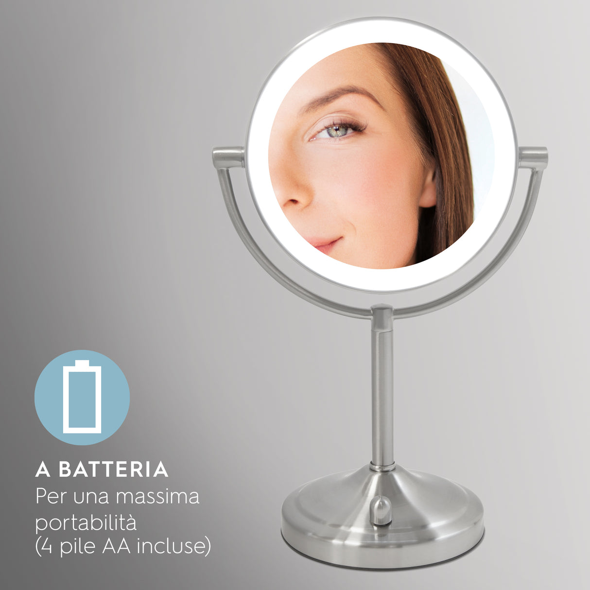 HoMedics Specchio girevole con ingrandimento x7 e illuminazione a LED MIR-8150-EU