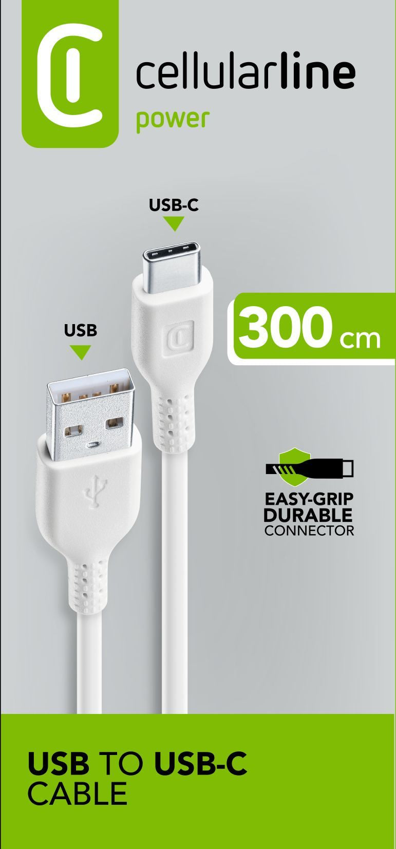 Cellularline Power Cable 300cm - USB-C Cavo USB-C per ricarica e trasferimento dati