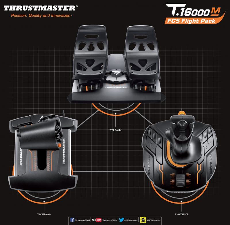 Thrustmaster T-16000M FCS Flight Pack Nero USB Joystick Analogico/Digitale MAC, PC