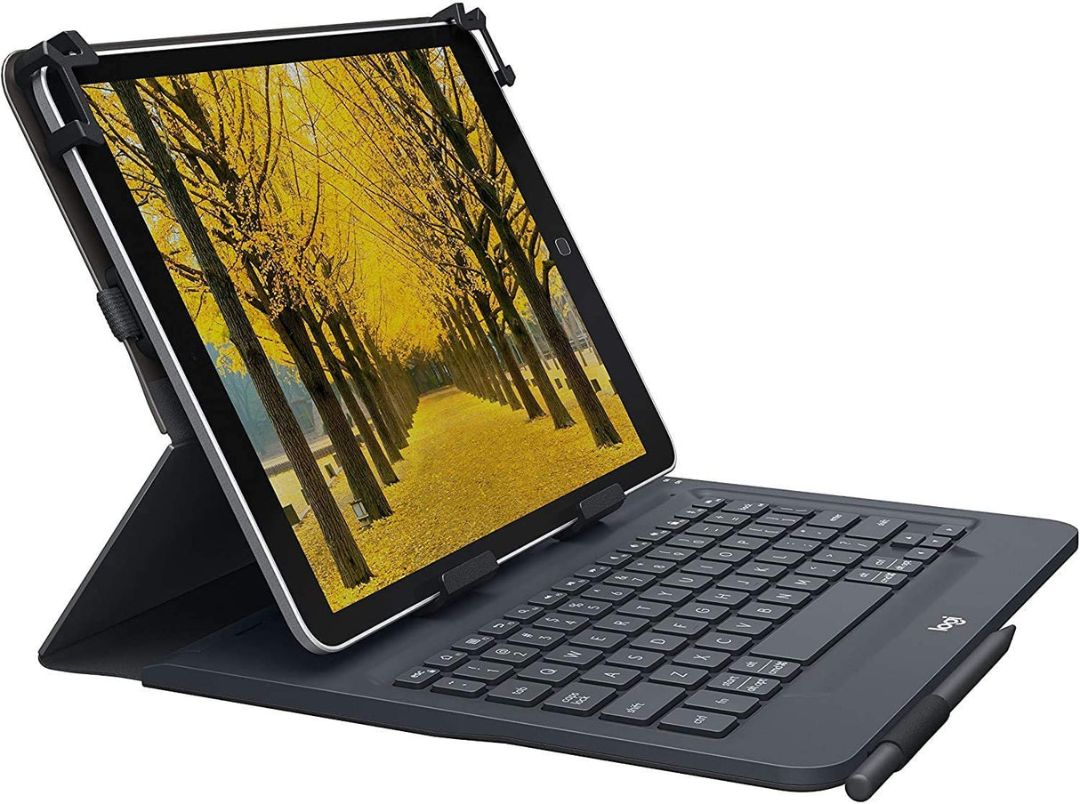 Logitech Universal Folio Cover iPad o Tablet con Tastiera Bluetooth Wireless, Per la maggior parte dei tablet da 9-10", iOS, Android, Windows, Italiano Qwerty, Nero