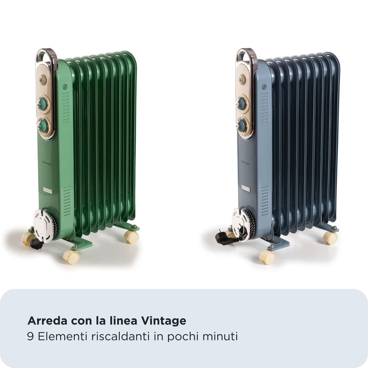 Ariete B825105AREG Radiatore Vintage 9 Elementi Blue e Cream