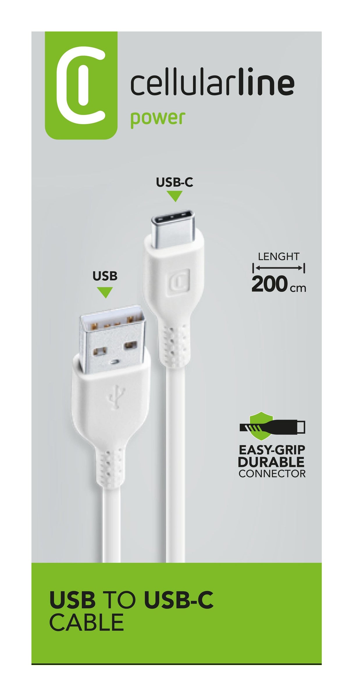 Cellularline Power Cable 200cm - USB-C Cavo USB-C per ricarica e trasferimento dati