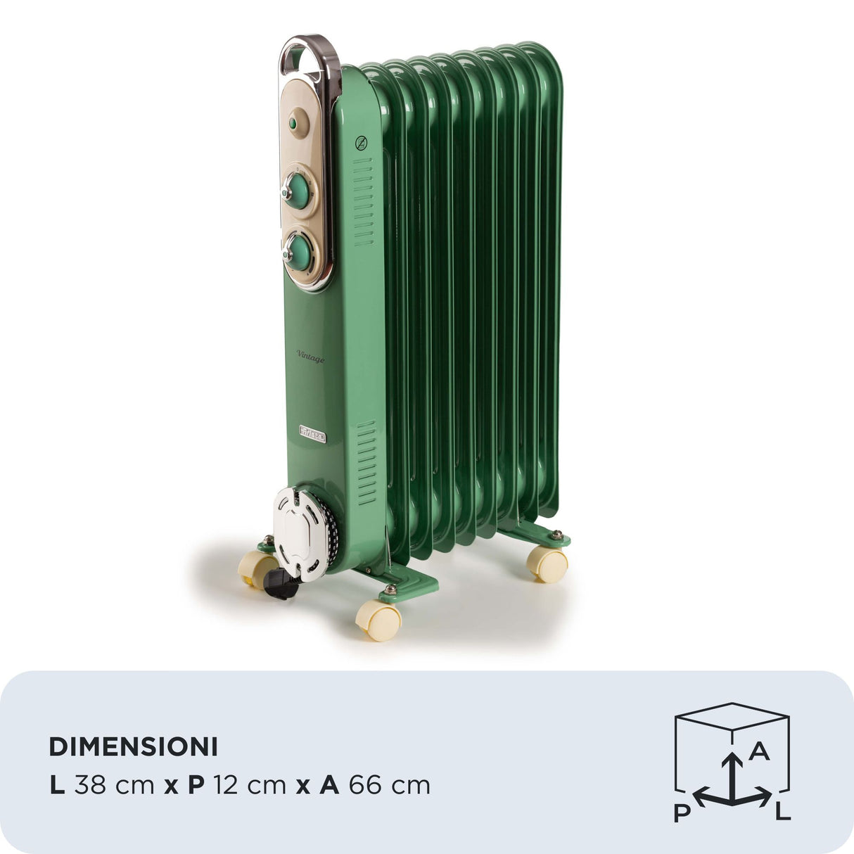 Ariete Vintage Radiatore 9 Elementi Green e Cream