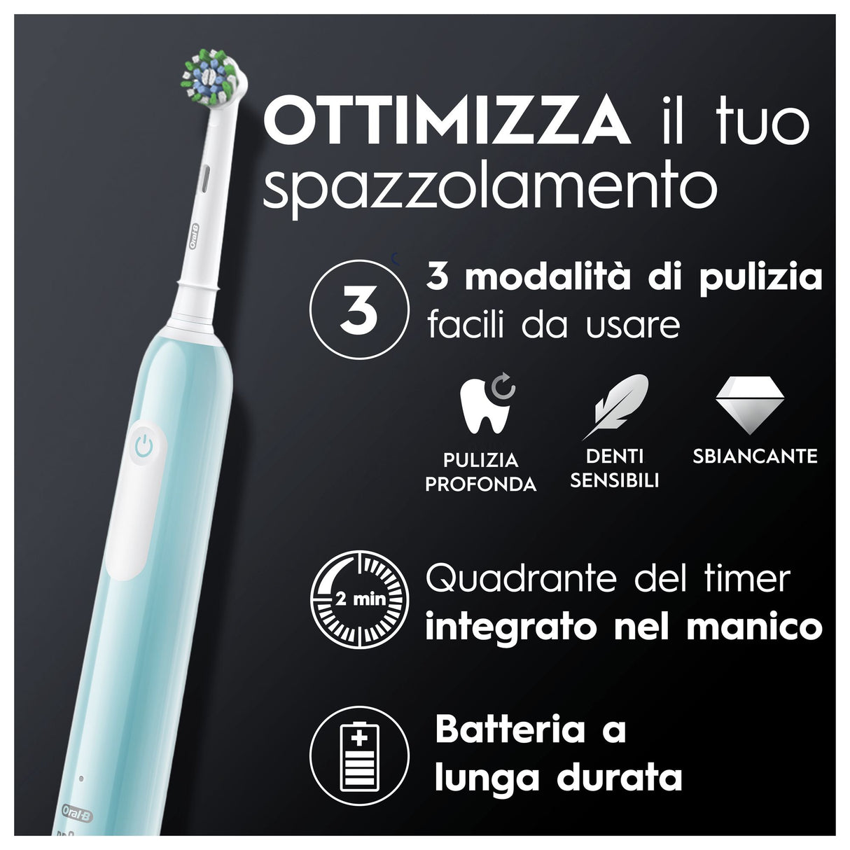 Oral-B Spazzolino Elettrico Ricaricabile Series 1 Blu con 2 Testine di Ricambio, 1 Spazzolino