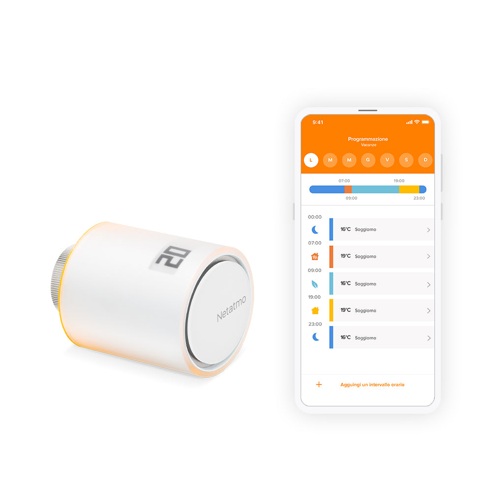 Netatmo Valvola Termostatica Intelligente Aggiuntiva per il Termostato Intelligente e per il Kit di base per riscaldamento centralizzato