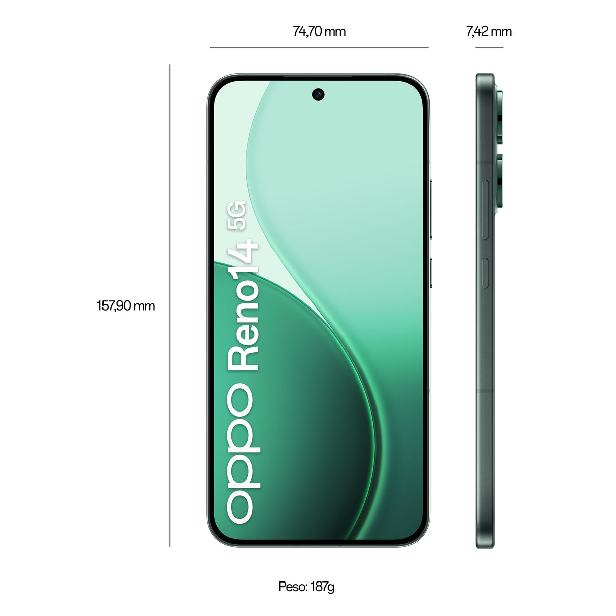 Oppo Reno14 Smartphone Luminous Green
