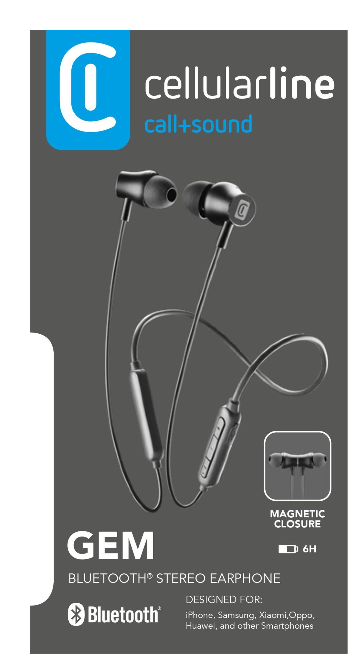 Cellularline GEM Auricolare stereo Bluetooth® in-ear ultra-leggeri con microfono e remote control