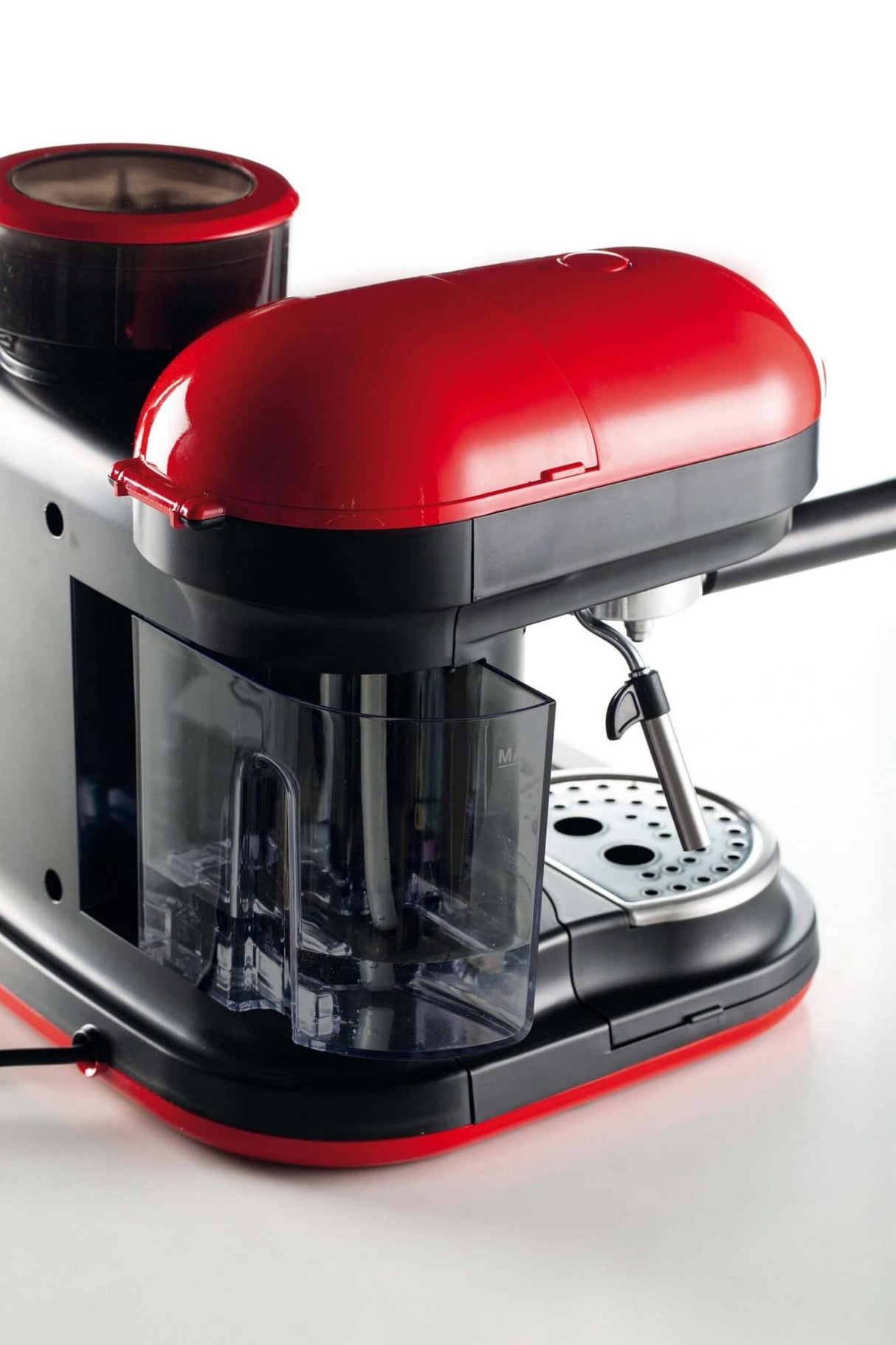 Ariete 1318 Macchina da Caffè con Macinacaffè - 1 filtro - Montalatte - 15 bar - 1080 Watt - 0,8 Litri - Linea Moderna - Rosso