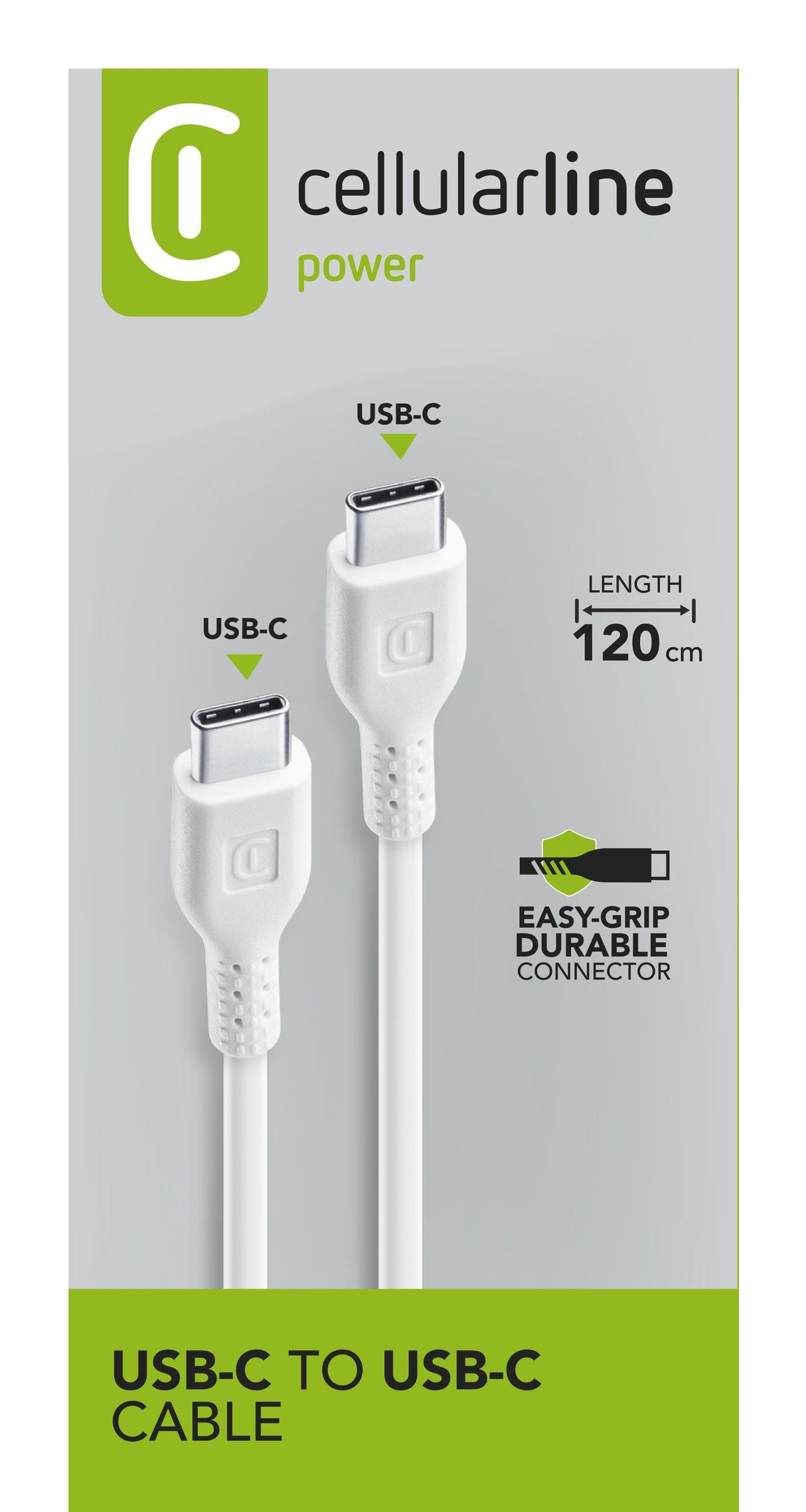 Cellularline Power Cable 120cm - USB-C to USB-C Cavo USB-C to USB-C per ricarica e trasferimento dati