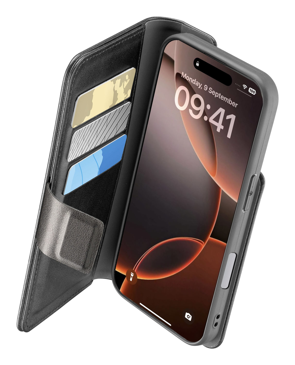 Cellularline Book Agenda - iPhone 16 Pro Custodia a libro effetto pelle con chiusura magnetica