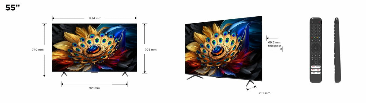 TCL C69 Serie C6 Smart TV QLED 4K 55" 55C69B, audio Onkyo con subwoofer, Dolby Vision - Atmos, Google TV