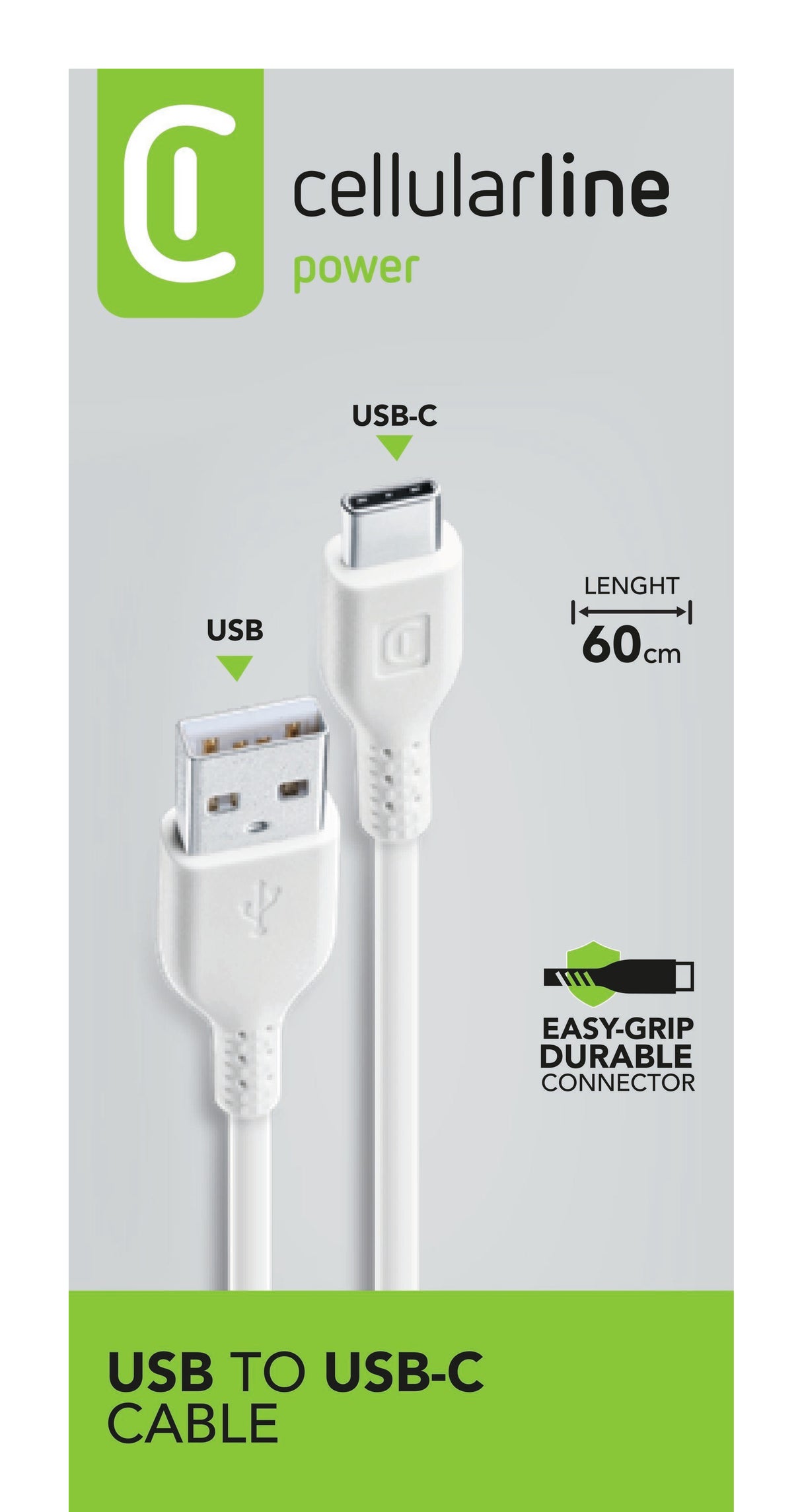 Cellularline Power Cable 60cm - USB-C Cavo USB-C per ricarica e trasferimento dati