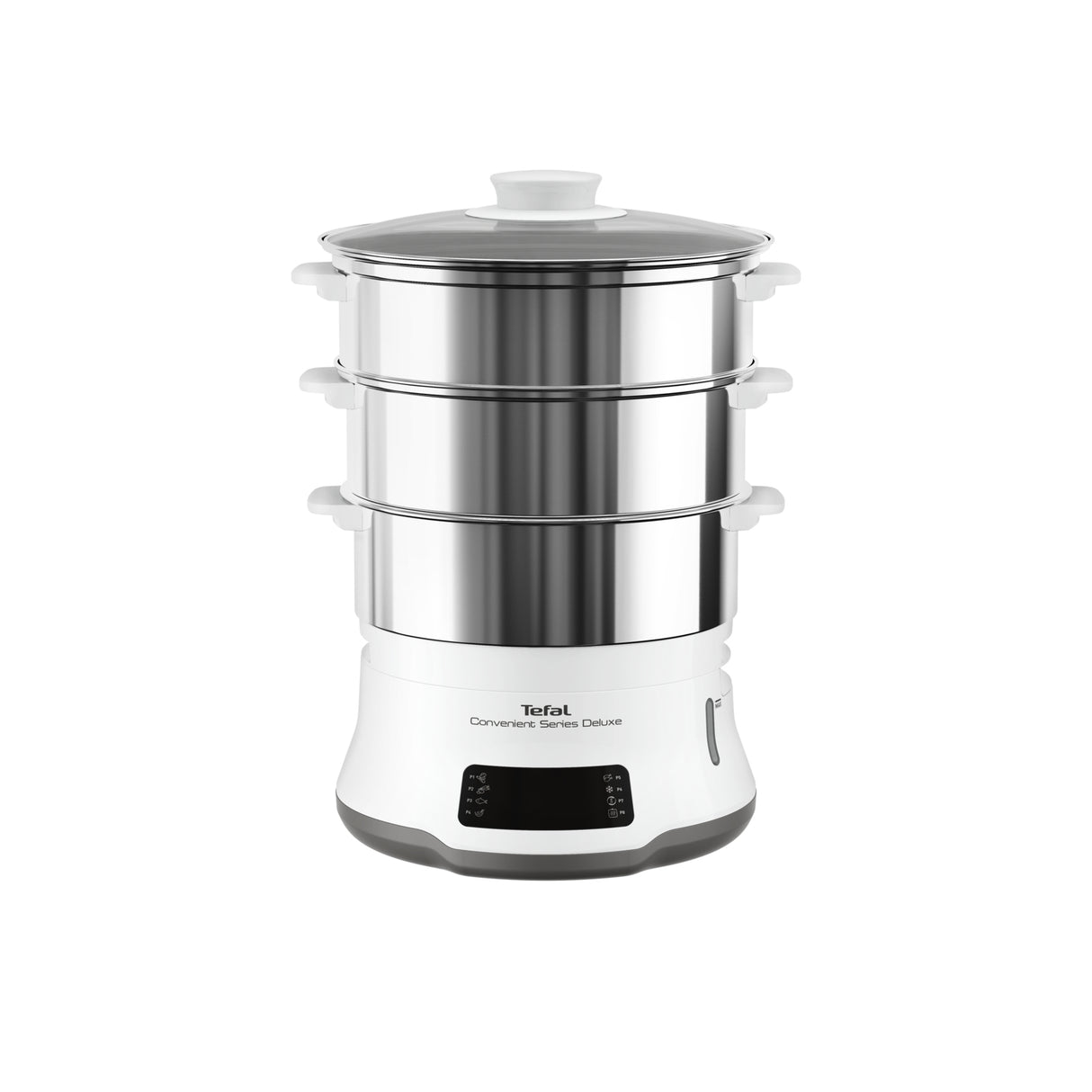 Tefal Convenient Series Deluxe VC502D pentola a vapore 3 cestello/i Superficie piana 900 W Acciaio inox, Bianco