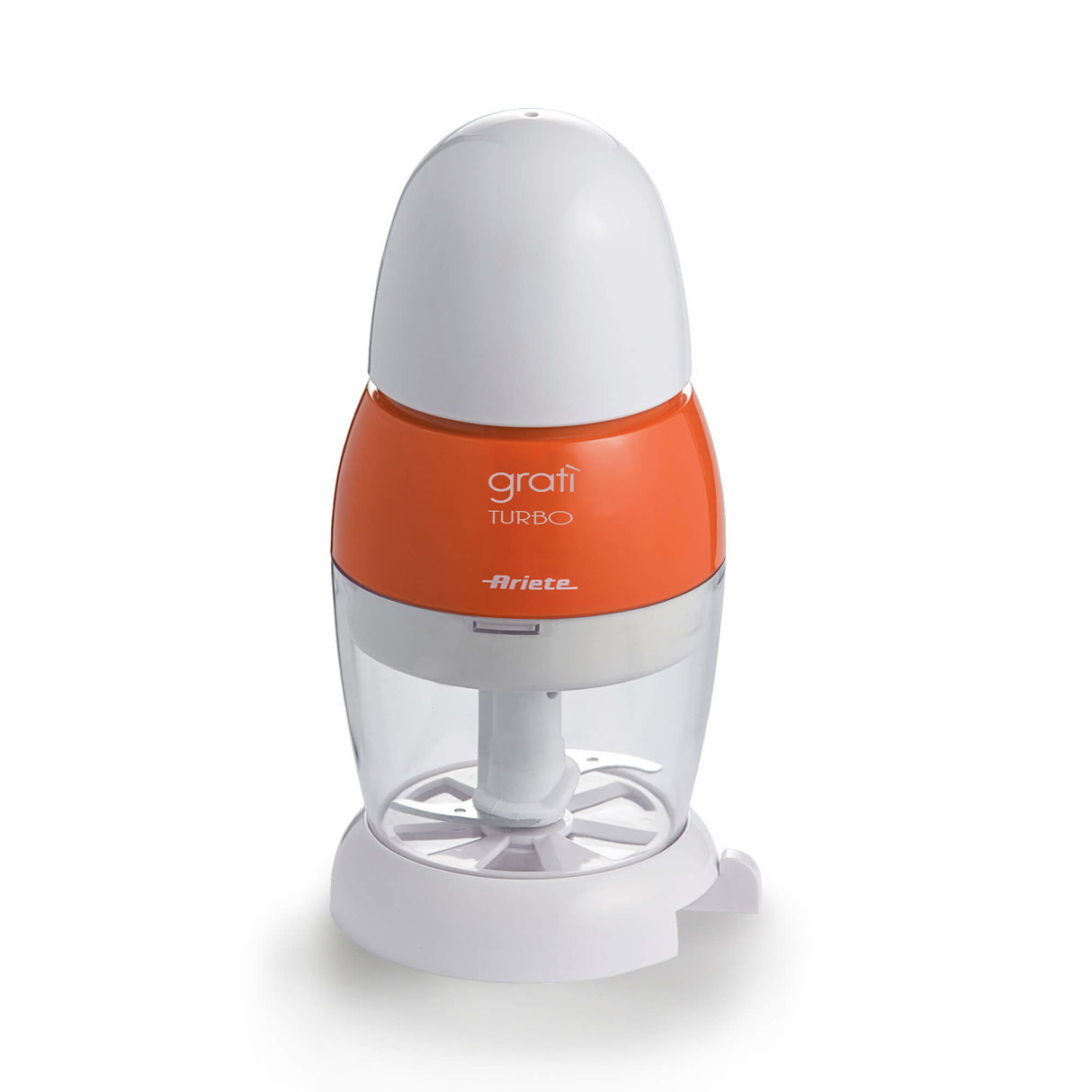 Ariete 439 Gratì Turbo - Grattugia elettrica che si trasforma in Formaggera con dosatore da tavola - Coperchio salvafreschezza - Lama Acciaio Inox