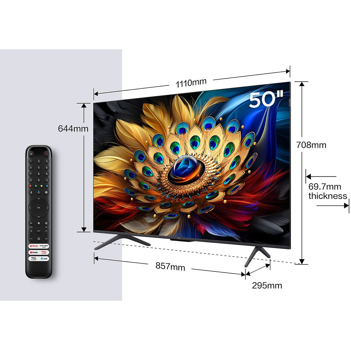 TCL C65 Serie C6 Smart TV QLED 4K 50" 50C655, Dolby Vision, Dolby Atmos, Google TV