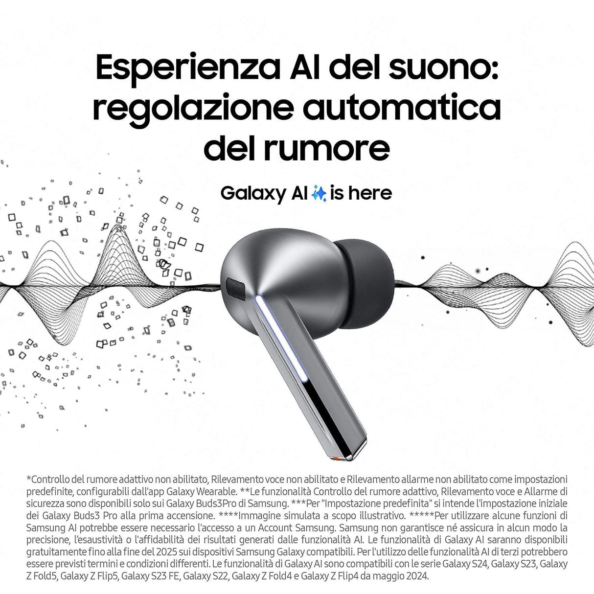 Samsung Galaxy Buds3 Pro Auricolari AI in-ear True Wireless, Speaker a 2 vie, Audio Hi-Fi, Impermeabilità IP57, Silver