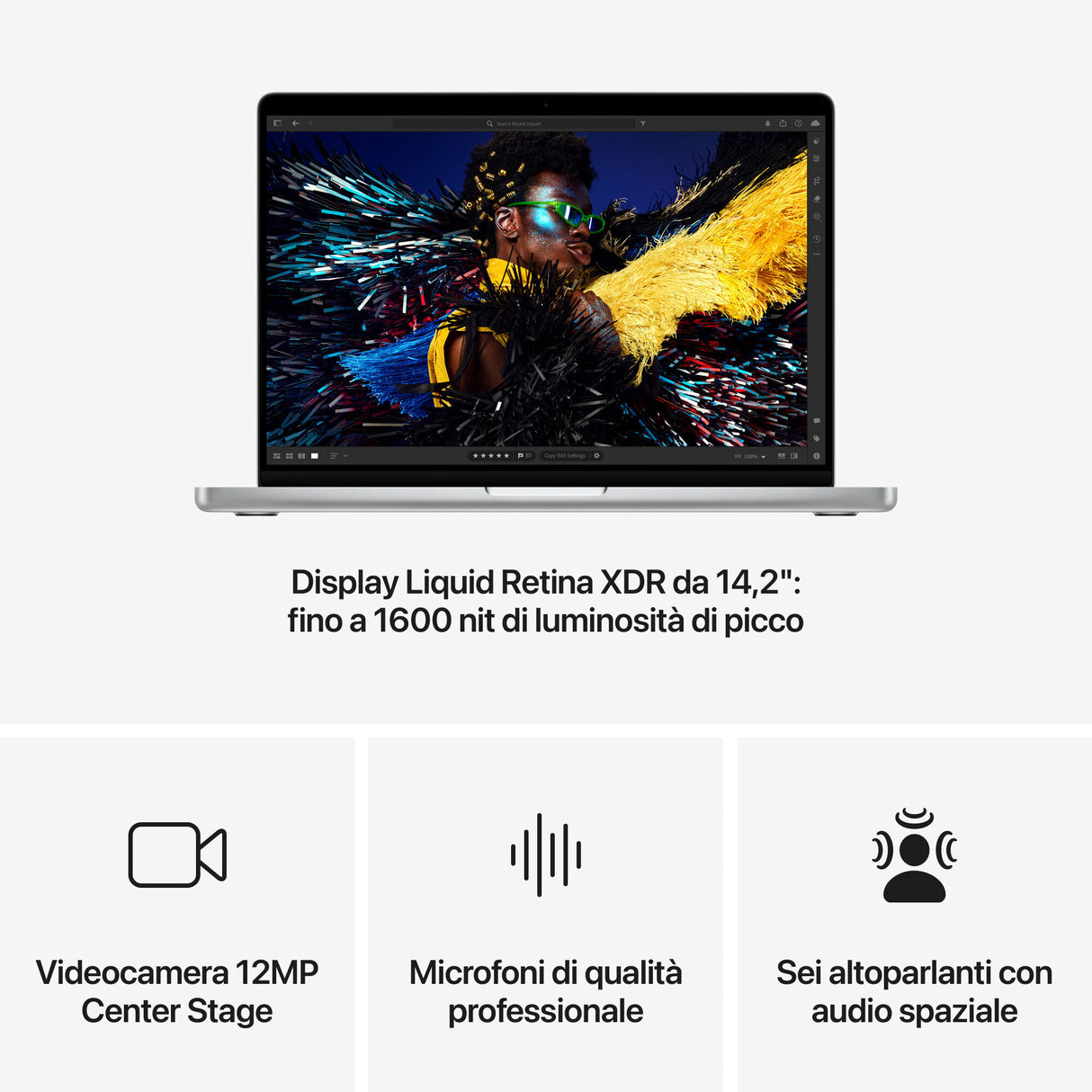Apple MacBook Pro 14": Chip M4 con cpu 10 core e gpu 10 core, 1TB SSD - Argento