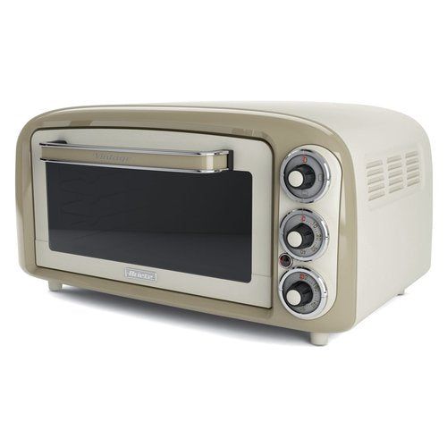 Ariete 979 Forno Elettrico di Design 18 Litri - Ideale per pizza da 30 cm - Doppio vetro - 1380 Watt - Acciaio Inox - Linea Vintage - Beige