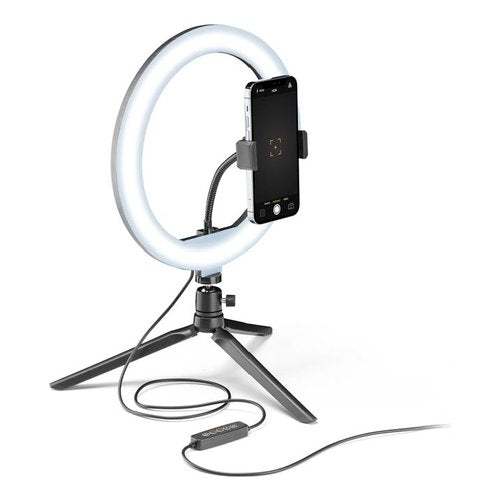 Tech Pop Selfie Ring Multicolor - Universale Anello led con modalità RGB a luminosità regolabile e treppiede per riprese video e selfie