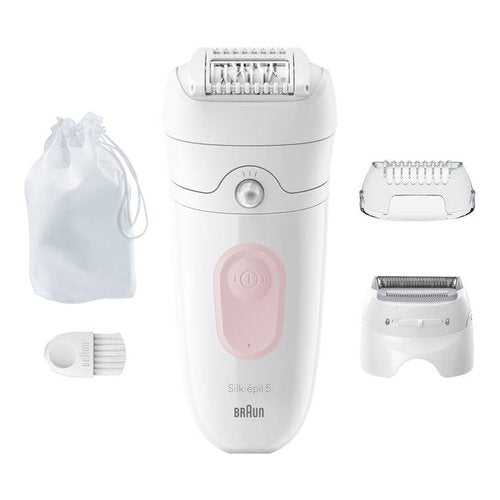 Braun Silk-épil 5 5-030, Epilatore Elettrico Donna, Per Una Epilazione Semplice, Bianco/Rosa
