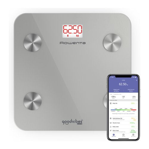 Rowenta Goodvibes LIFE BR9600 Quadrato Argento Bilancia pesapersone elettronica