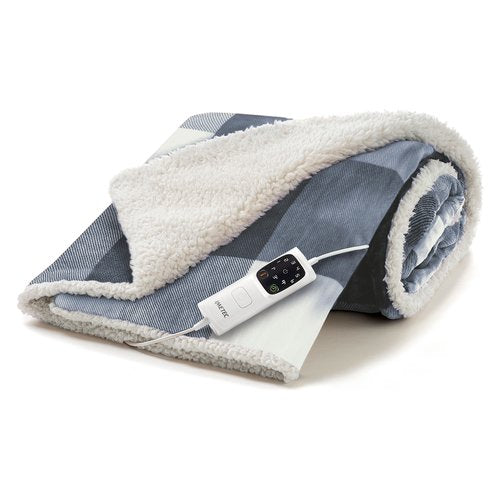 Imetec CaldoPlaid Tartan Grey Plaid Riscaldabile, Morbida Coperta Elettrica 160x120 cm, Basso Consumo, Tecnologia Adapto, Dispositivo di Sicurezza, Rapido Riscaldamento, 6 Temperature, Lavabile