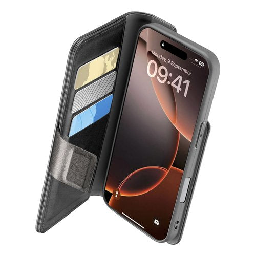 Cellularline Book Agenda - iPhone 16 Pro Custodia a libro effetto pelle con chiusura magnetica
