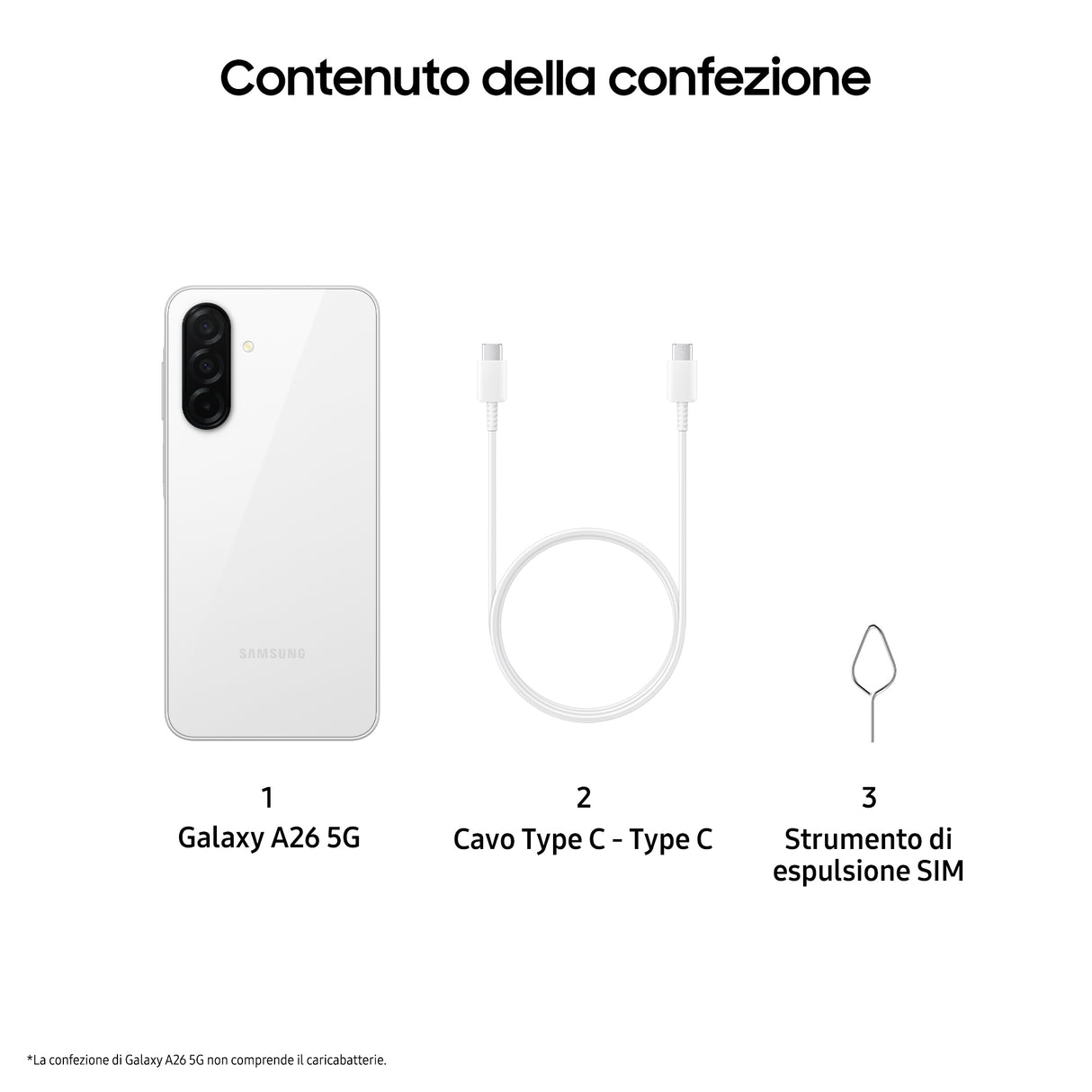 Samsung Galaxy A26 5G, Smartphone con Funzioni intelligenti, Display Super AMOLED 6.7”, 8GB RAM, 256GB, Batteria 5.000 mAh, memoria espandibile, White