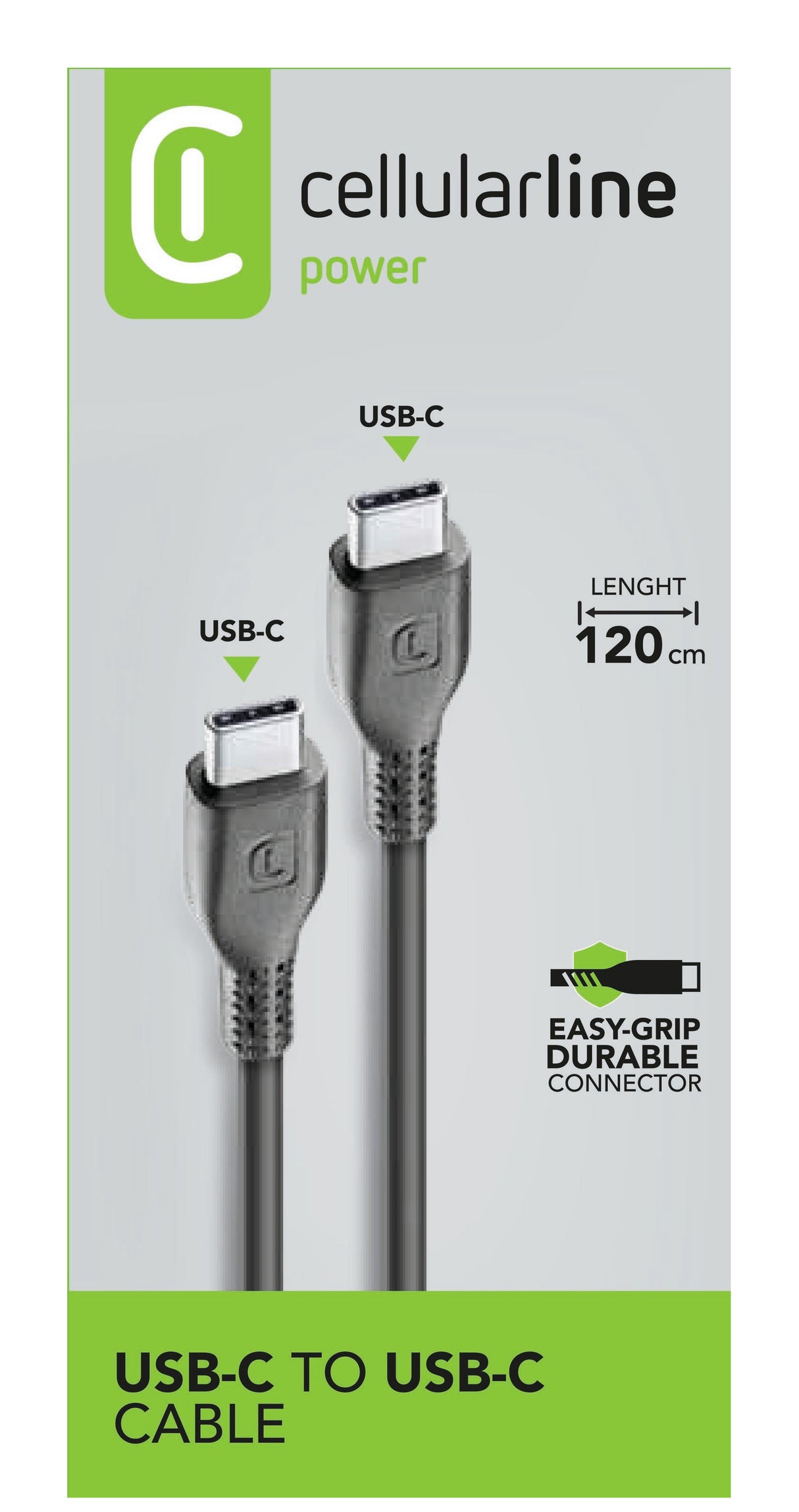Cellularline Power Cable 120cm - USB-C to USB-C Cavo USB-C to USB-C per ricarica e trasferimento dati