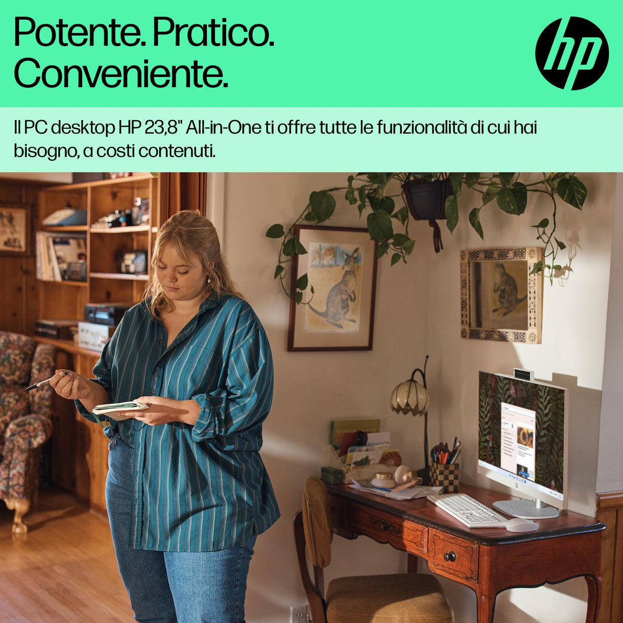 HP 24-cr0050nl AMD Ryzen™ 5 7520U 60,5 cm (23.8") 1920 x 1080 Pixel PC All-in-one 8 GB LPDDR5-SDRAM 512 GB SSD Windows 11 Home Wi-Fi 6 (802.11ax) Bianco