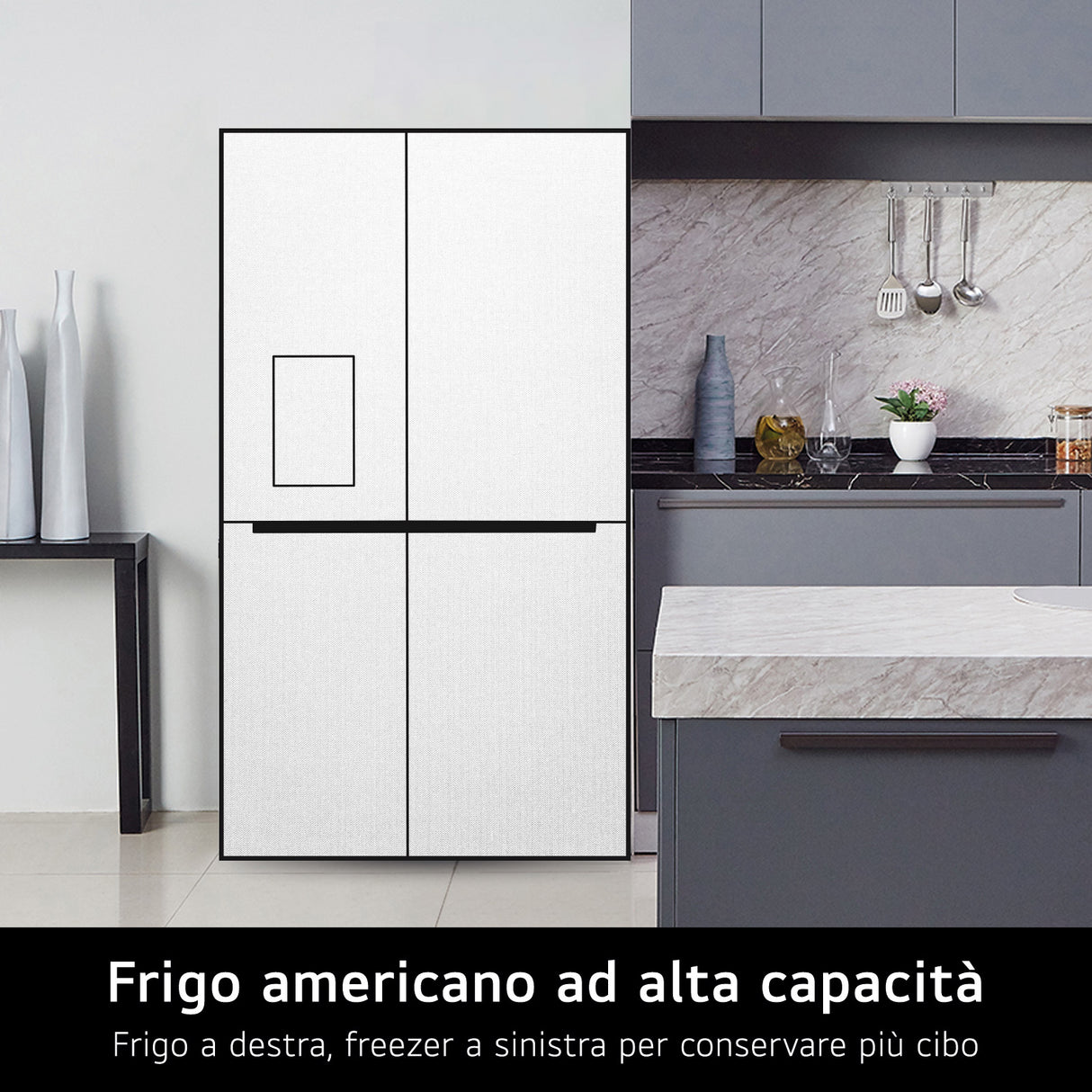 LG GSLE91MBAC Frigorifero Side-by-Side, Classe C, 628L, Wi-Fi, Dispenser senza allaccio, Total No Frost, Metal Sorbet