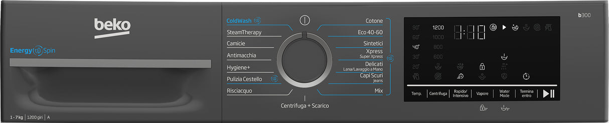 Beko b300 BMEUWSU4721A: Lavatrice EnergySpin 7Kg Slim, Classe A, 1200giri