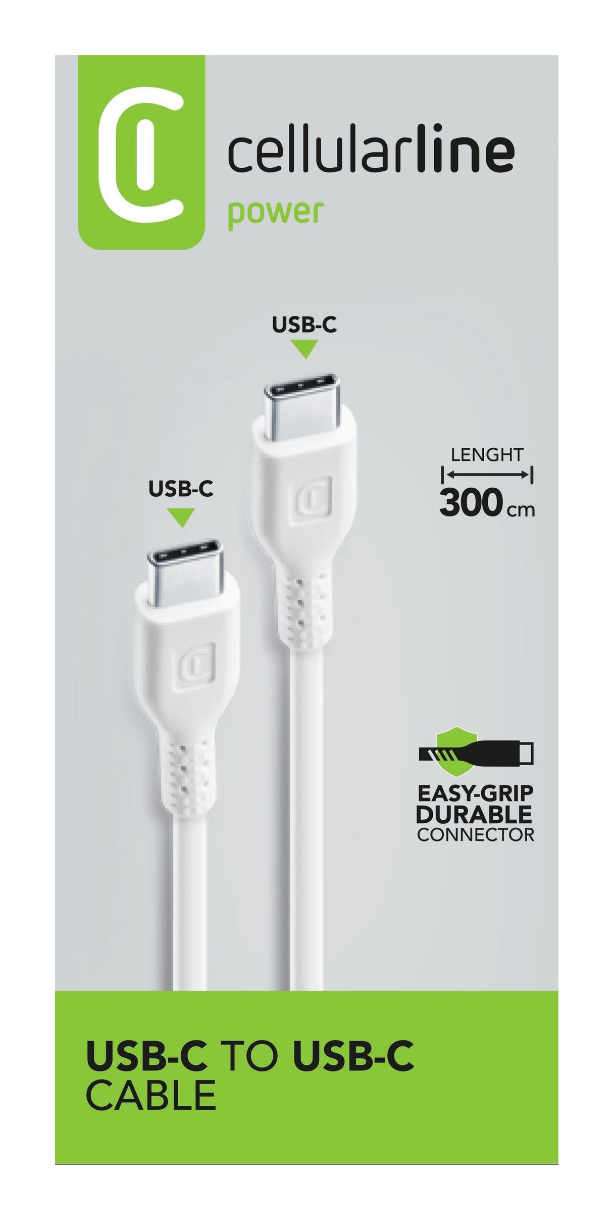 Cellularline Power Cable 300cm - USB-C to USB-C Cavo USB-C to USB-C per ricarica e trasferimento dati