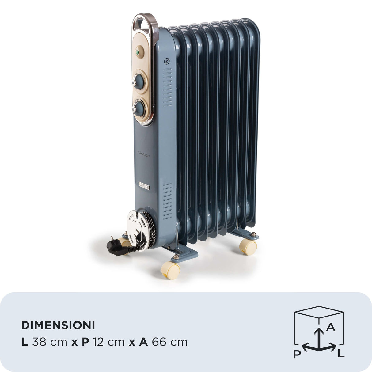 Ariete B825105AREG Radiatore Vintage 9 Elementi Blue e Cream