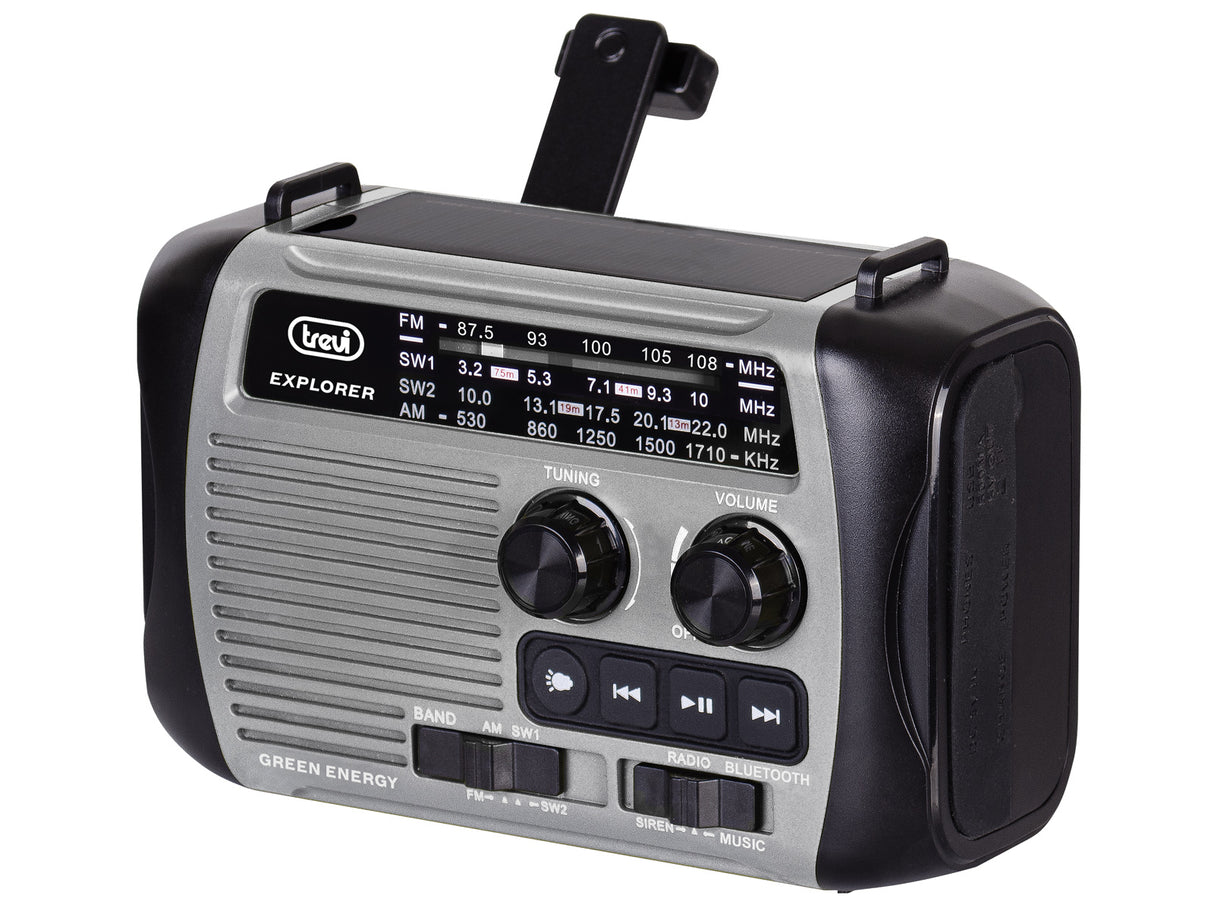 Trevi RADIO PORTATILE DINAMO E SOLARE USB MICRO SD WIRELESS E POWERBANK RA 7F30 BT GRIGIO