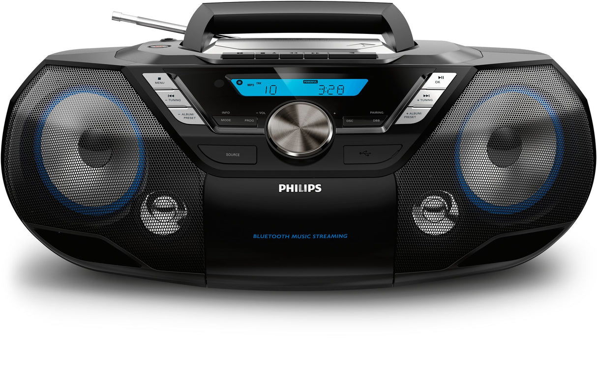 Philips AZB798T/12 impianto stereo portatile Analogico e digitale 12 W DAB, DAB+, FM Nero Riproduzione MP3