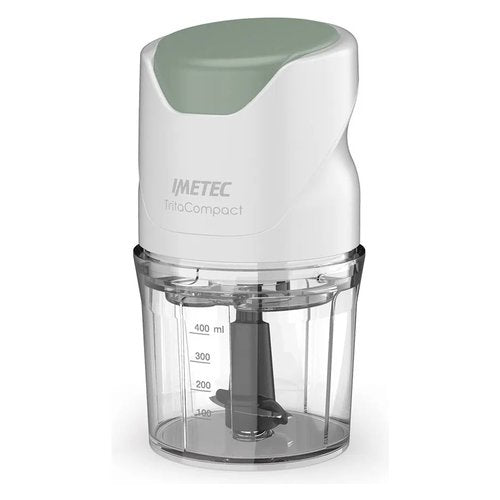 Imetec Tritacompact tritatutto, Lame in acciaio inox, Capienza contenitore 400 ml, Funzionamento a pressione, Compatto, 350 w