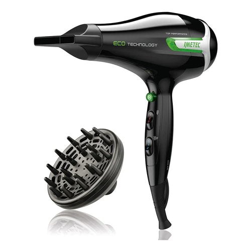 Imetec ECO SE9 1000 Asciugacapelli con Tecnologia Eco Technology 1400 W, Consumo Energetico Ridotto, 8 Combinazioni Aria/Temperatura, Diffusore per Capelli Ricci