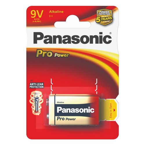 Batteria Transistor 9V Panasonic 6LR61PPG 1BP PRO POWER
