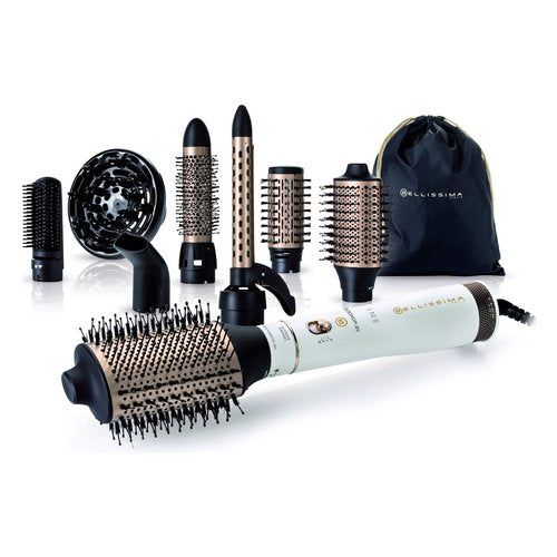 Bellissima Imetec Air Wonder, Spazzola Ad Aria Calda, Tecnologia A Ioni, Spazzole Rivestite In Ceramica E Cheratina, Asciuga, Dona Volume, 8 Accessori, 1000 W
