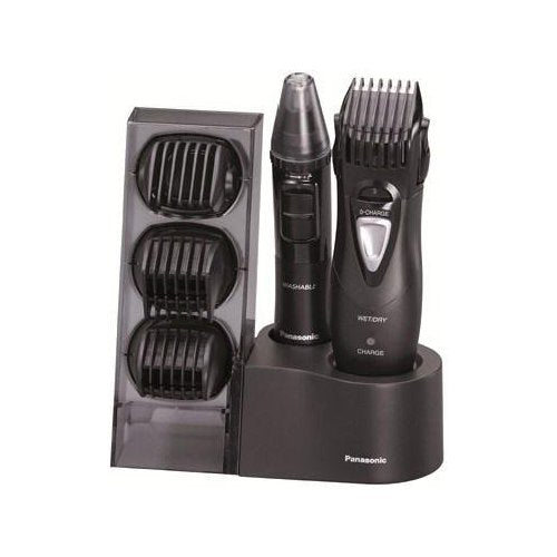 Panasonic ER-GY10, Kit multigrooming per barba, capelli e corpo, 4 pettini accessori, Wet&Dry