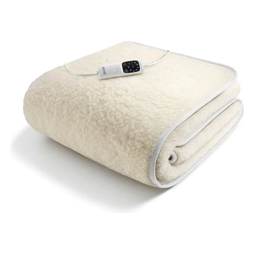 Imetec Scaldasonno Adapto singolo 150 x 80 cm, basso consumo, riscaldamento rapido, temperatura personalizzata, 100% lana e merino, made in italy, tessuto antiscivolo, comando con 6 temperature