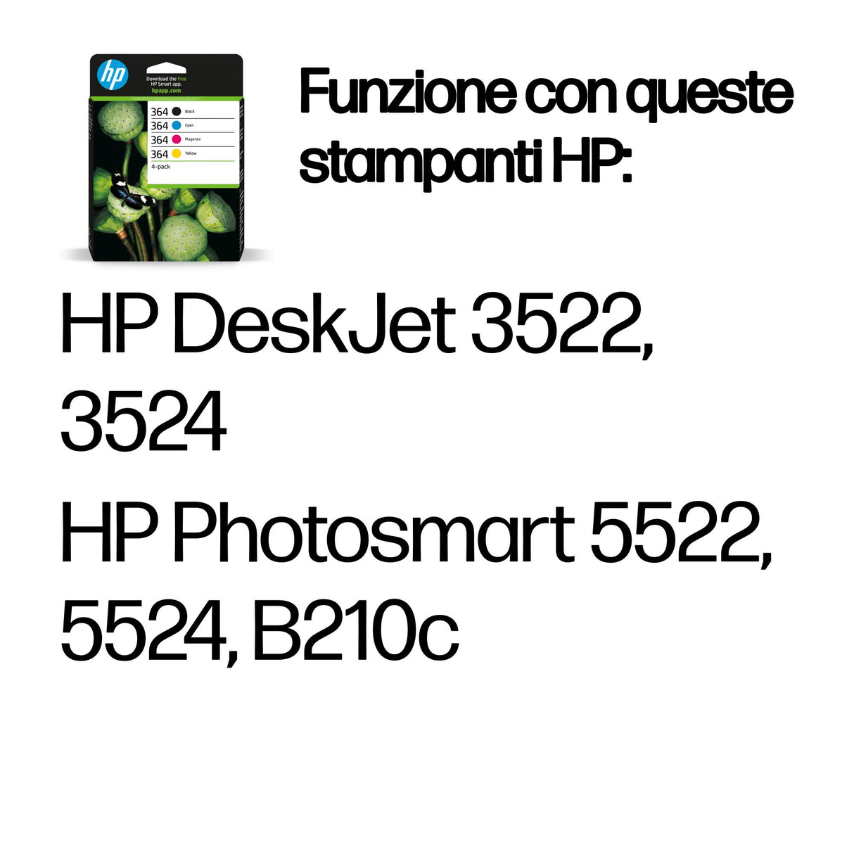 HP Confezione da 4 cartucce originali di inchiostro nero/ciano/magenta/giallo 364