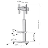 Techly Supporto a Pavimento con Mensola Trolley TV LCD/LED/Plasma 37-70" Bianco