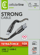 Cellularline Tetra Force Cable 200cm - USB-C Cavo USB-C ultra resistente